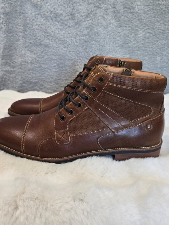 Steve Madden Jotting Dark Tan Leather City Side Zip Boots Men\'s Size 12 NEW main image 8